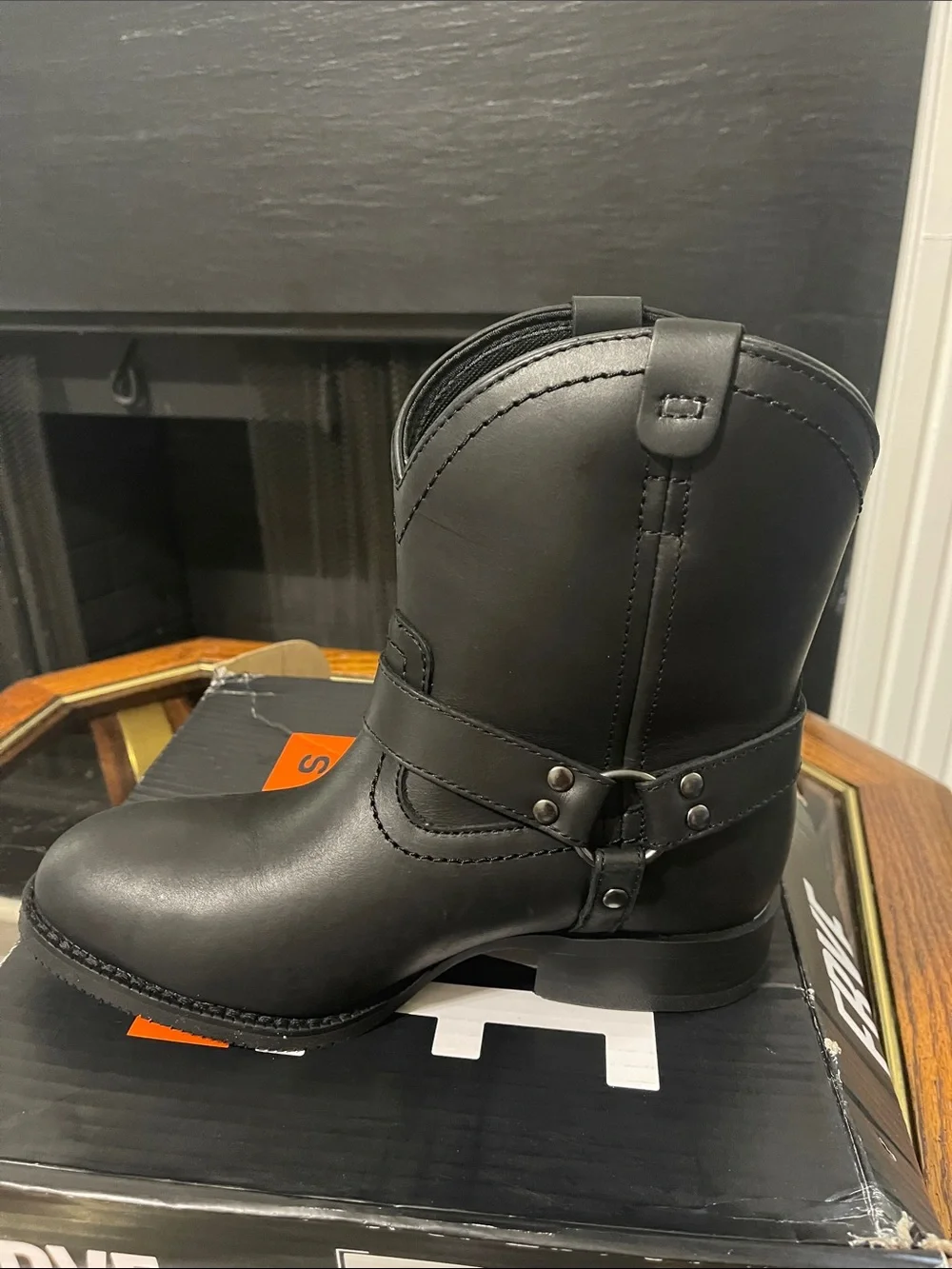 Frye Black Short Harness Leather Boot
